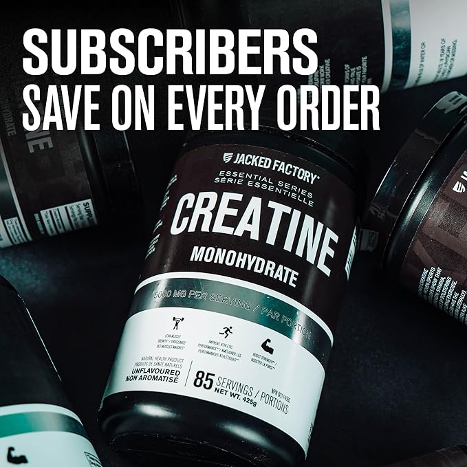 Jacked Factory Creatine Monohydrate Powder 1000g - 5g Daily Creatine Supplement for Men and Women, Vegan-Friendly, Third-Party Tested - 200 Servings, Unflavored