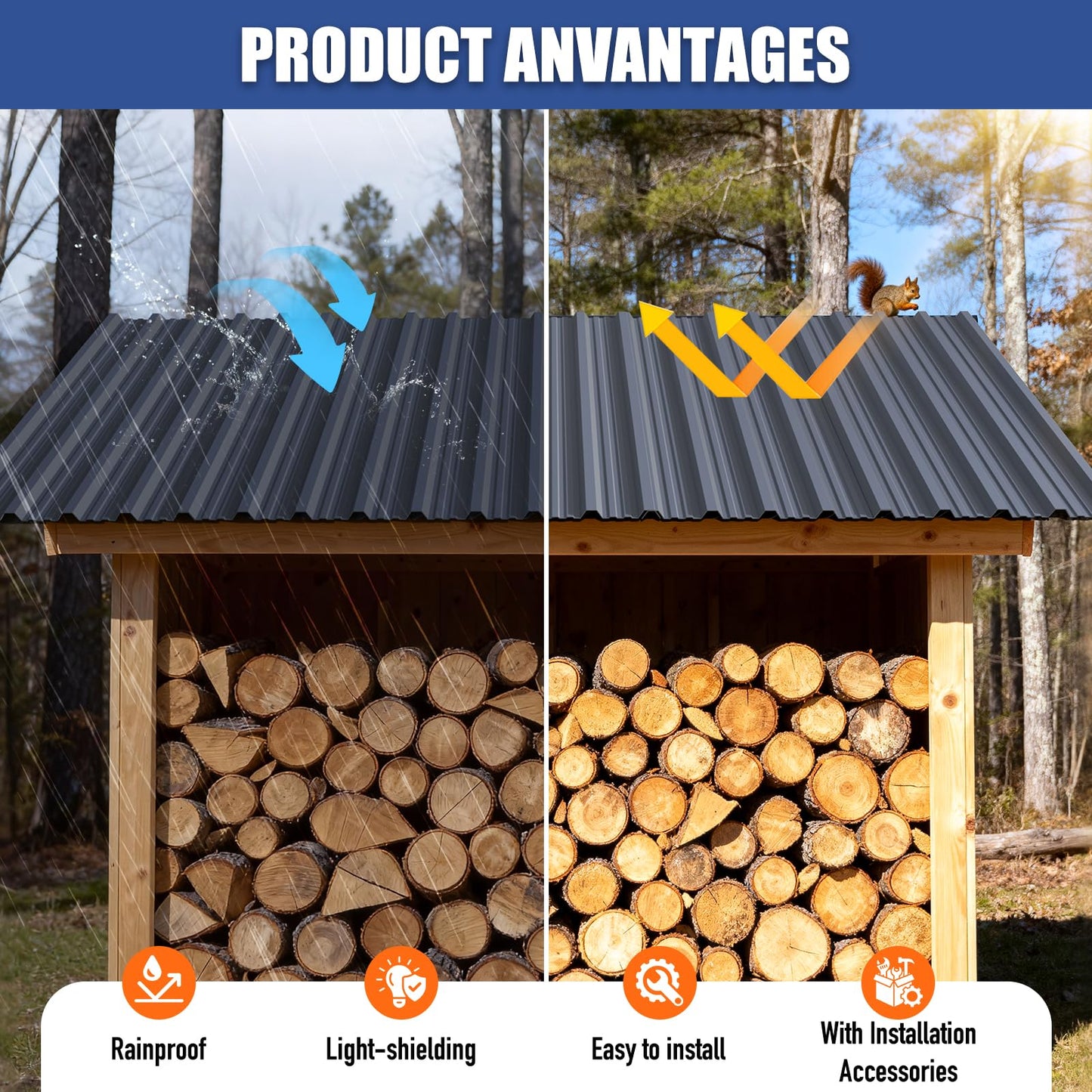 Brakki Metal Roofing Panels 10pcs 52.4 ft², Grey Corrugated Galvanized Steel Roof Panels with Screw, Heavy Duty Metal Siding Suitable for Garages Chicken Coop Sheds Stables Patio