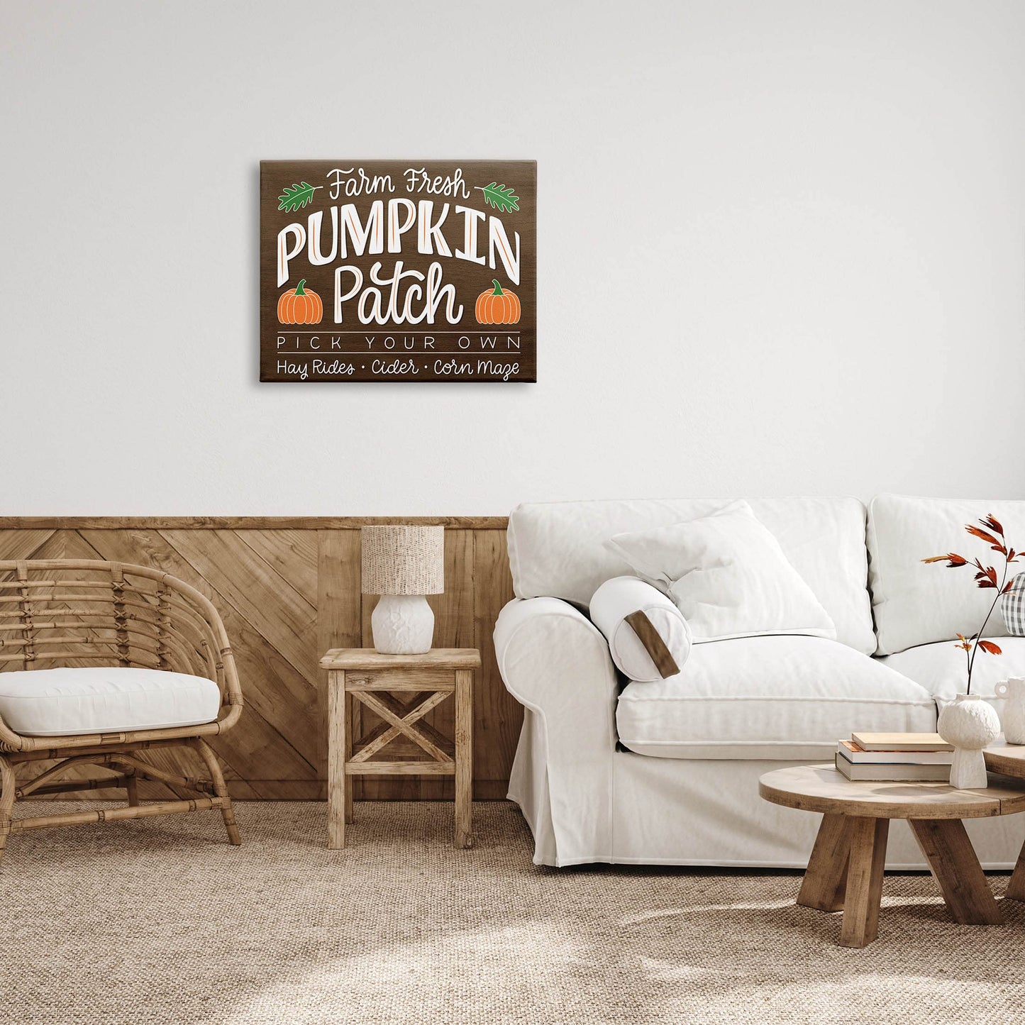 Stupell Industries Farm Fresh Pumpkin Patch Sign Canvas Wall Art, Design by Jalynn Heerdt