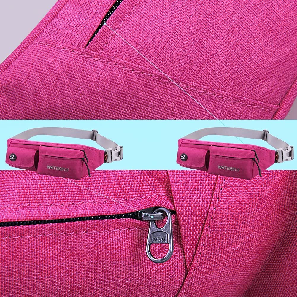 WATERFLY Fanny Pack Slim Soft Polyester Water Resistant Waist Bag Pack for Man Women Carrying iPhone 8 Samsung S6