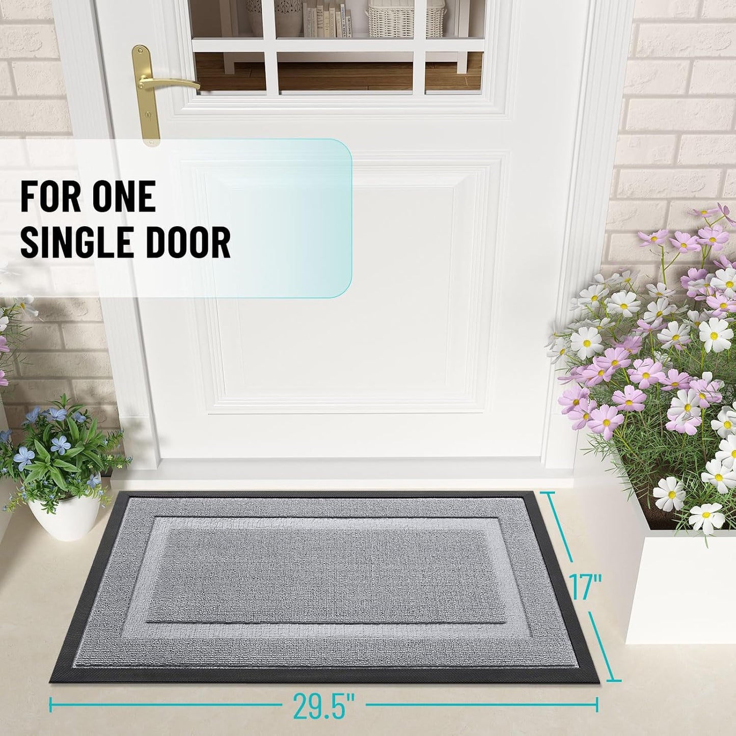 OLANLY Waterproof Front Door Mat - All-Season Indoor/Outdoor Doormat, Easy Clean, 71x23, Silver Gray