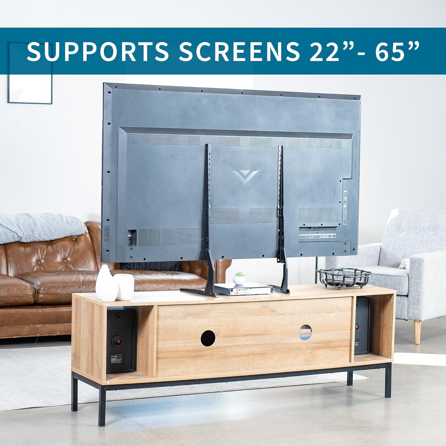 VIVO 22 65 inch STAND-TV00Y Universal Tabletop TV Base Stand for to LCD Flat Screens, Pedestal Replacement Legs VESA
