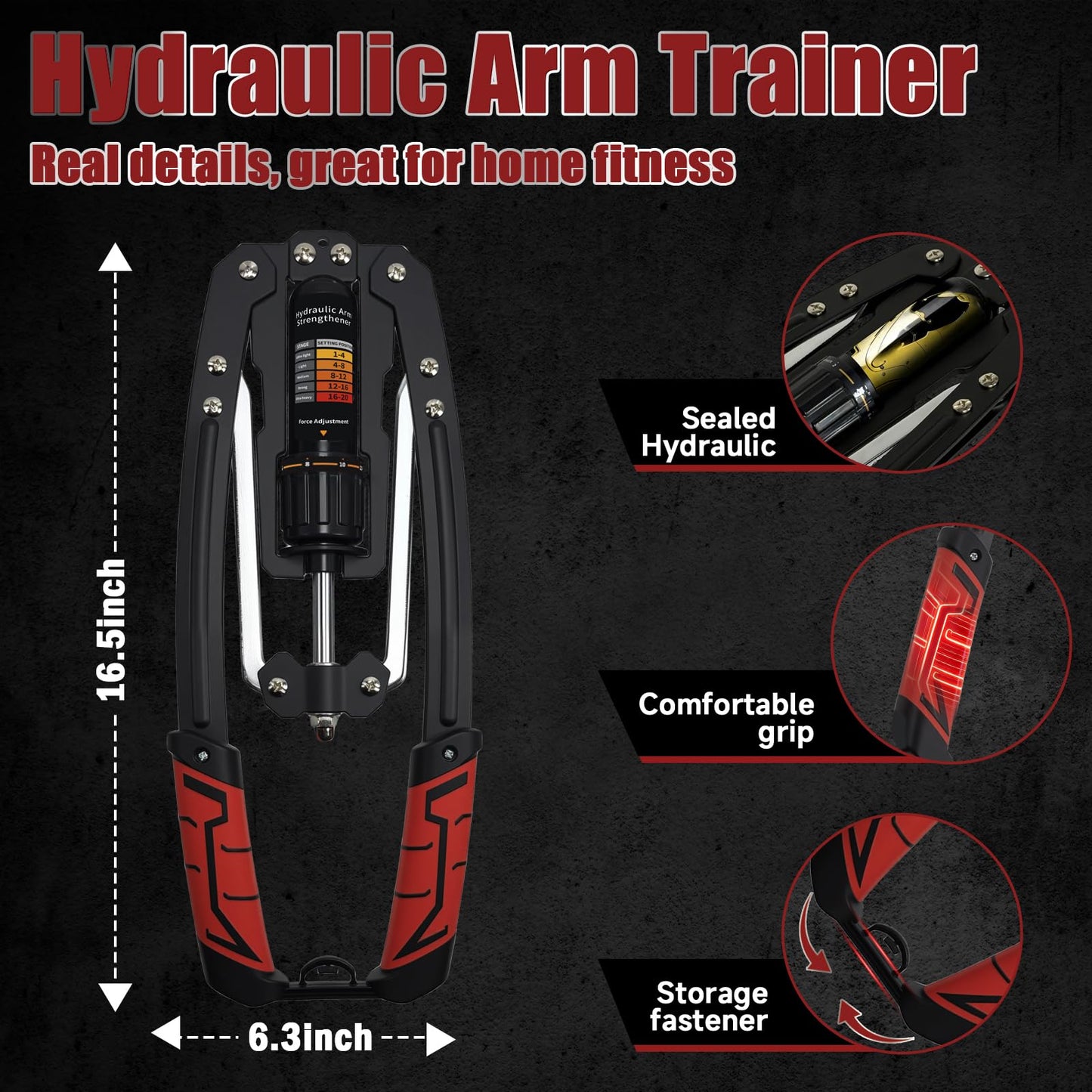 GudeKeen Hydraulic Twister Arm Exerciser, 22-440lbs Adjustable, Home Chest Workout Equipment, Hydraulic Power Training for Muscle Building
