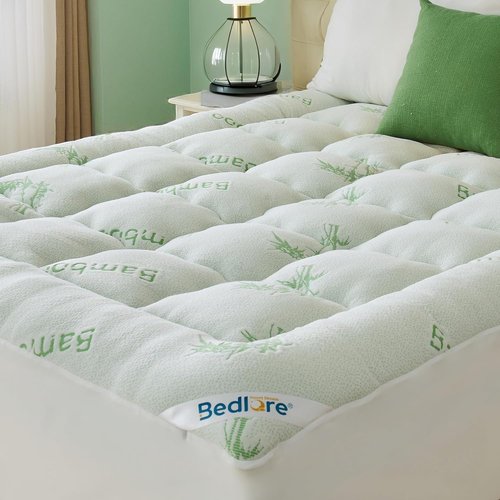 BEDLORE Twin Mattress Topper - Soft Bamboo Viscose Pillow Top for Back Pain Relief | Fits 6"-15" Mattresses