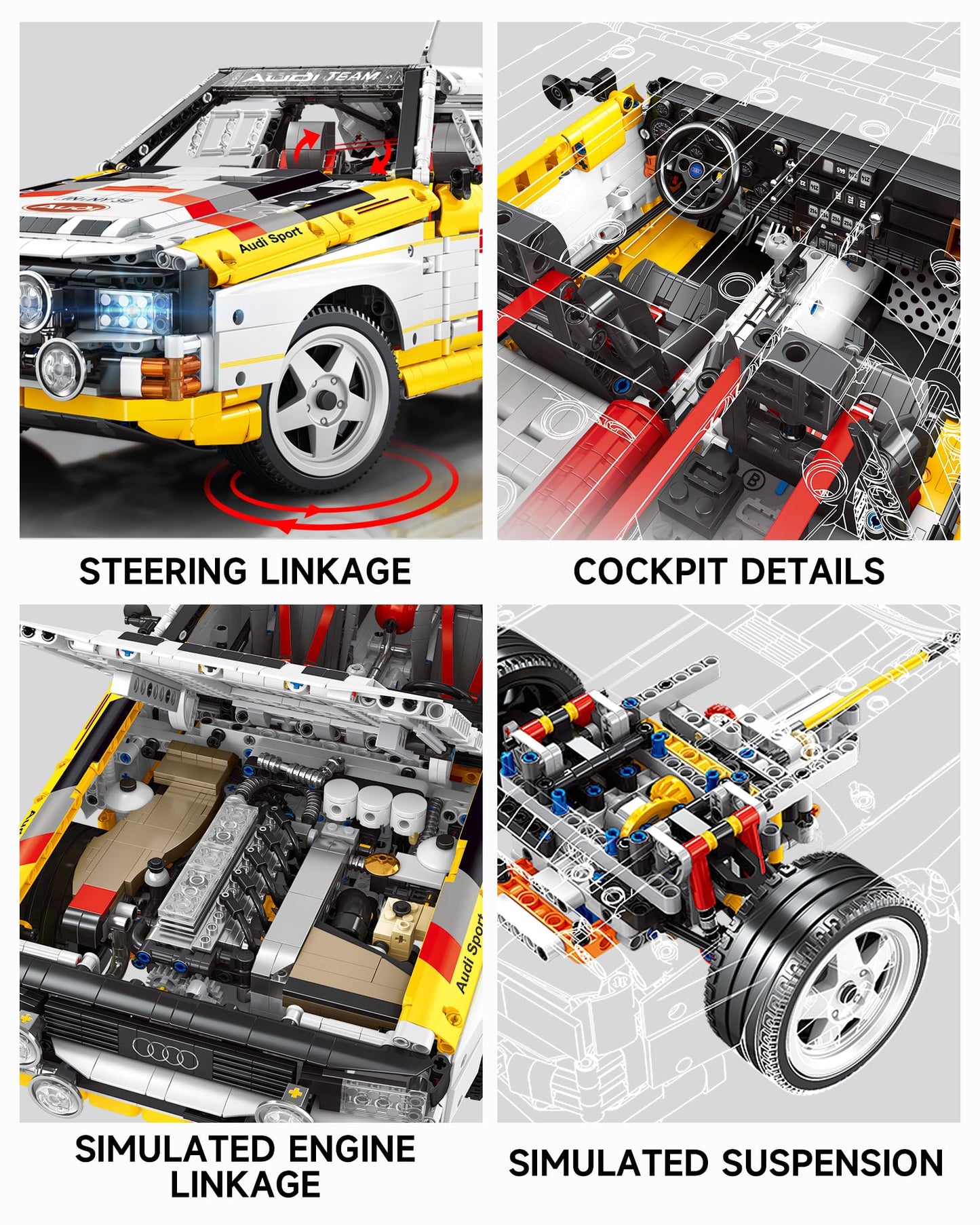 Audi Sport Quattro S1 Model Car Building Kit, 1/8 Scale Audi Officially Licensed Compatible with Techinc Car, Collectible for Adults, Home Office Décor Gift for Racing Fans Age 14+ (3,887 PCS)
