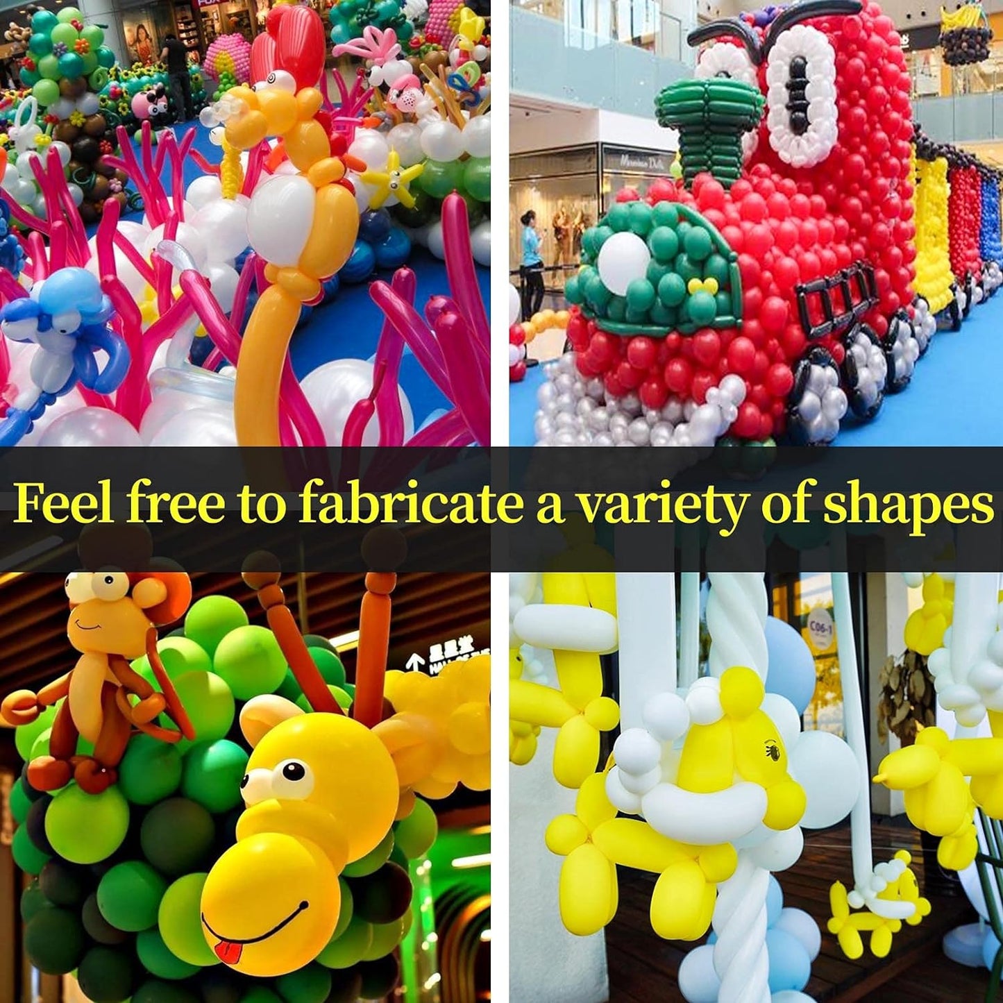 Skiennix 100Pcs Clear 260 Balloons - Premium Long Skinny Latex Balloons for Kids' Party Decorations