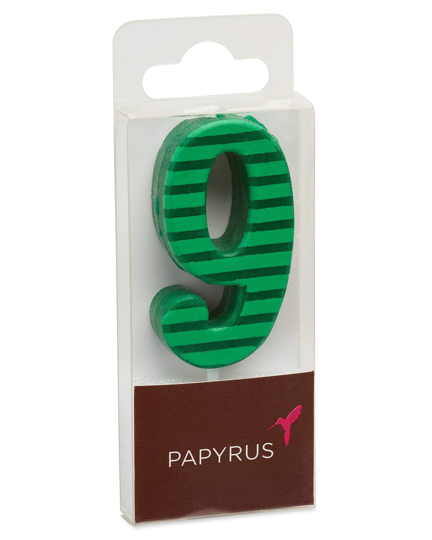 Papyrus Number Birthday Candles Pack, Green Stripes (10-Count)