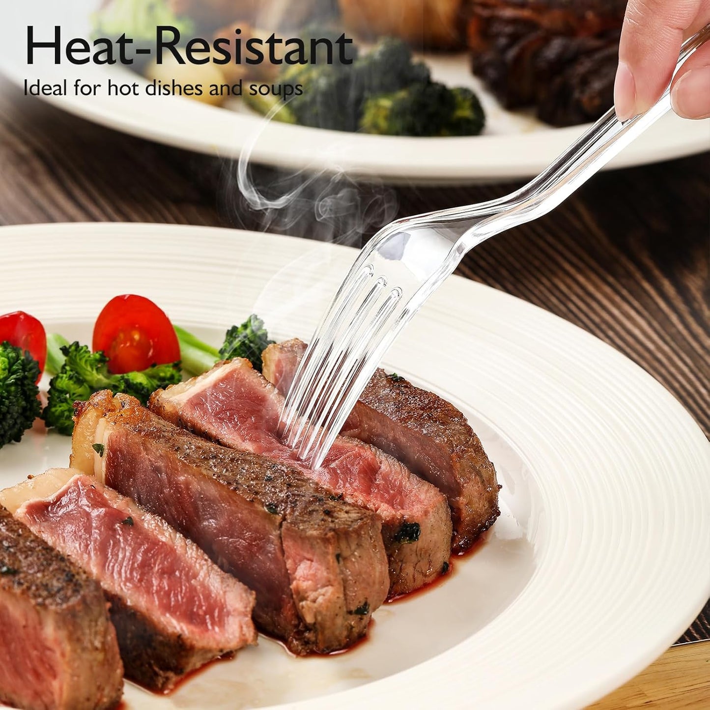 Regine Switzerland Clear Heavy Duty Plastic Forks - 300 Count Elegant Disposable Cutlery Set