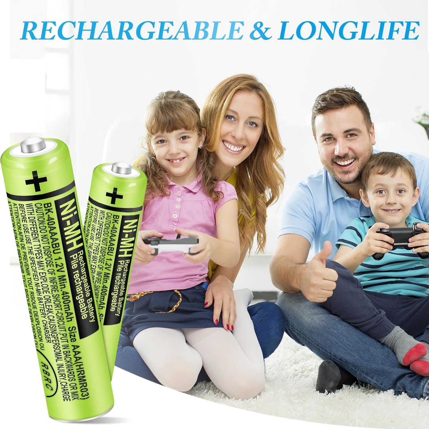 EOCIK Phones,400mAh 1.2V NI-MH AAA Rechargeable Batteries for Panasonic Cordless AAA Rechargeable Battery for Remote