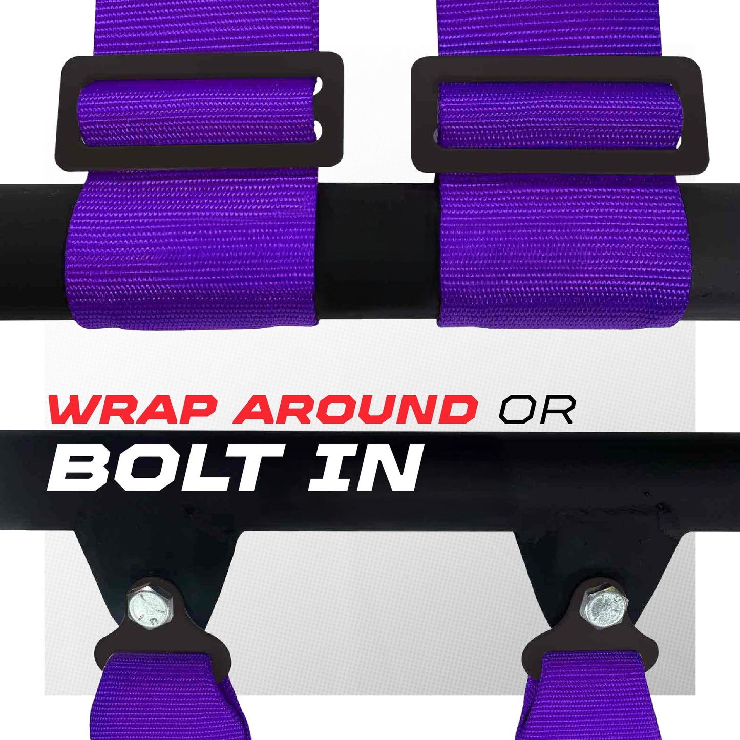50 Caliber Racing 1pc 2" Purple 4 Point Harness, Racing Harness 4 point with Push Button Release, UTVs, Race Cars and Trucks [6036]