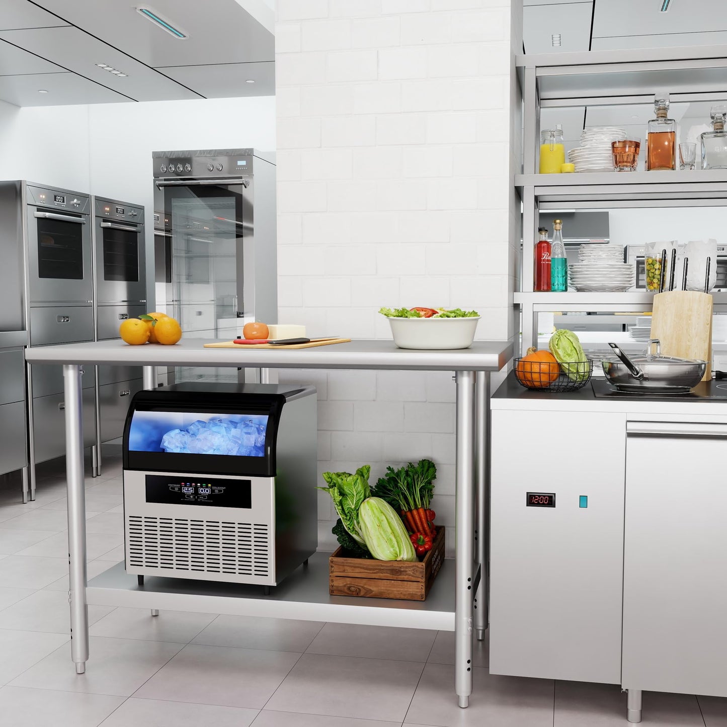 HARDURA All Stainless Steel Table 24X48 Inches Metal Table Commercial Kitchen Prep Table with Adjustable Undershelf NSF for Prep