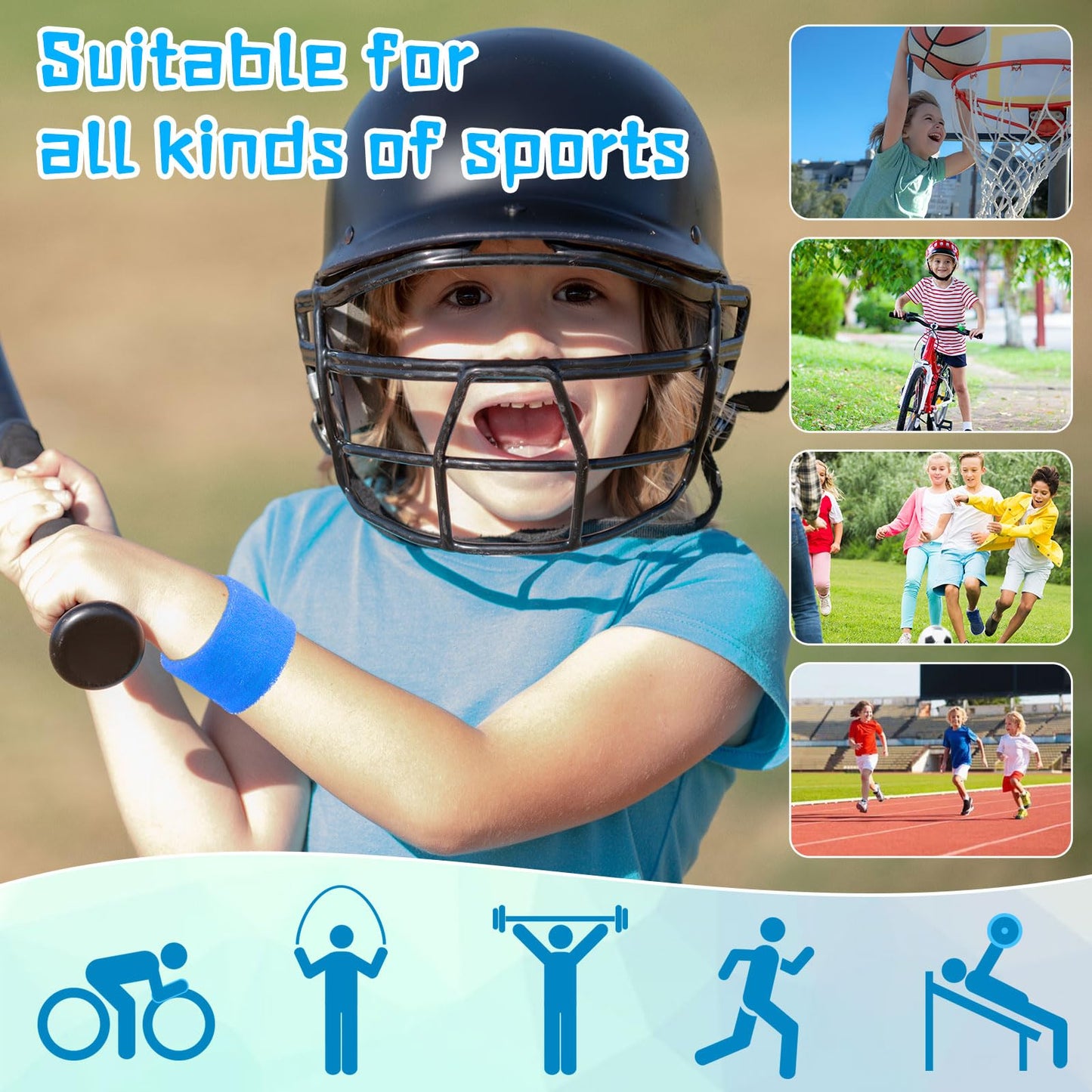 Lounsweer 72 Pcs Sweatbands for Kids Summer Camps, Sports Teams, Gym and Party Favors (Colorful)