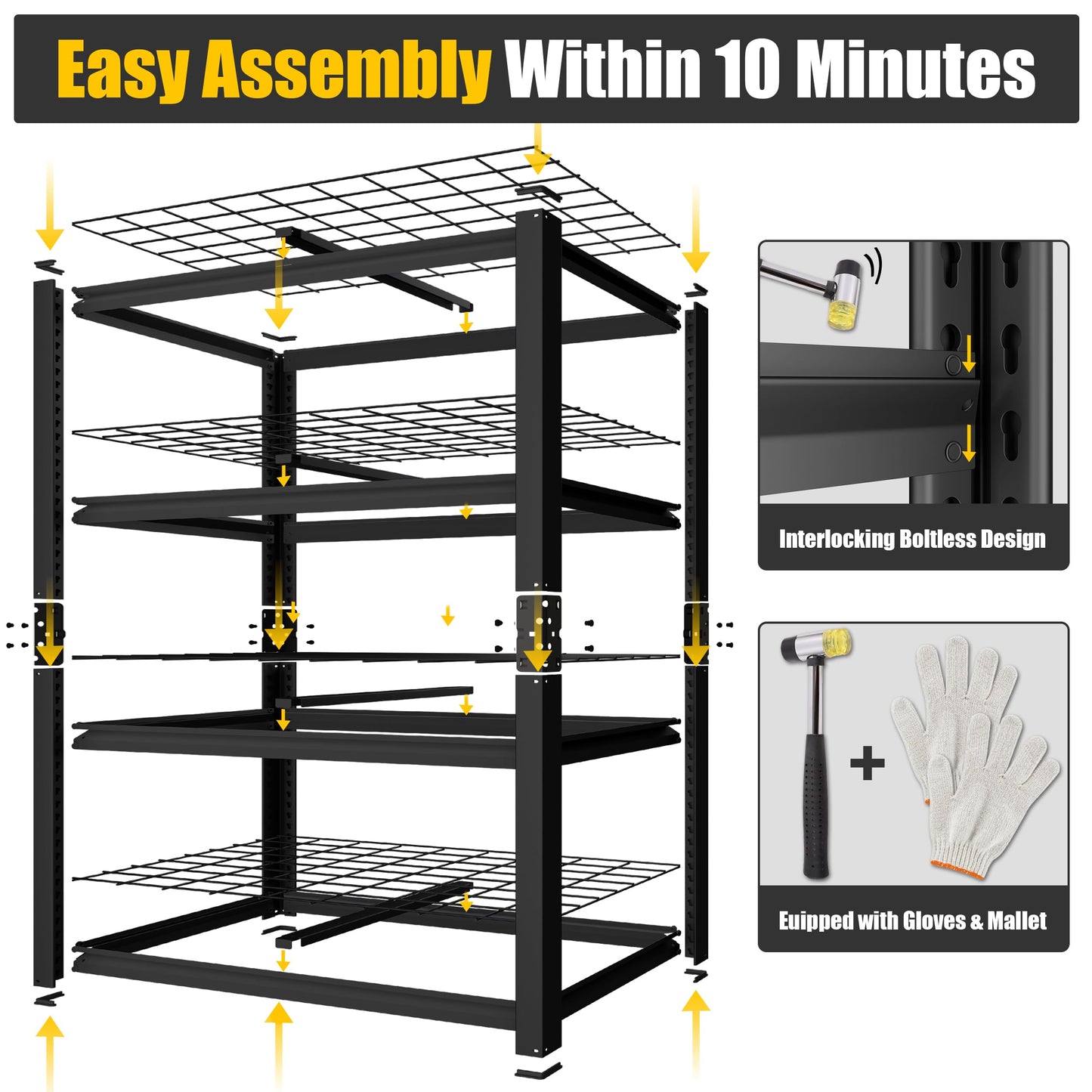 PrimeZone 40" W Heavy Duty Garage Shelving 2200 LBS 4 Tier Storage Shelves Adjustable Industrial Metal Wire Shelf Utility Rack for Garage,Basement,Pantry,Warehouse,Commercial,40" W X 20" D X 60" H