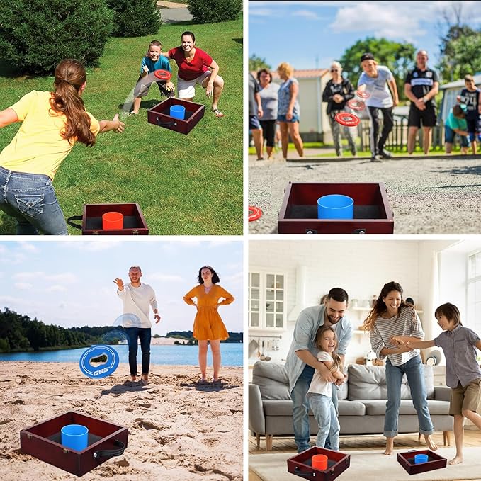 GSE Games & Sports Expert Premium Wood Washer Toss Game Set with 8 Washers with Bottle Opener for Adults and Family. Portable Lawn Game for Beach, Backyard, Pitching, Tailgating, Camping