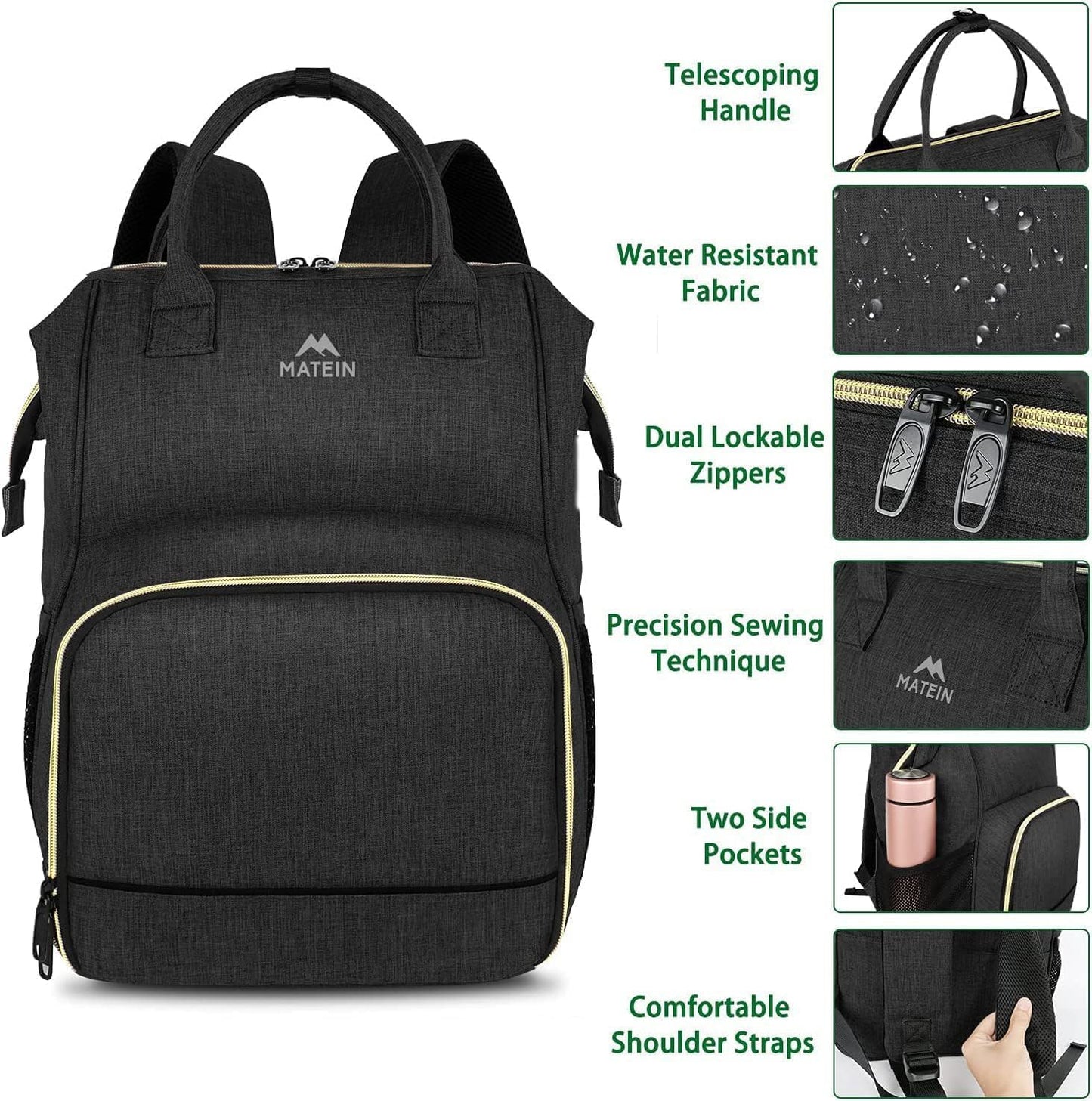 Backpack Backpack 15.6 Inch Commuter MATEIN Lunch for Women, Insulated Cooler Lunch Bag for Men, Leakproof Laptop