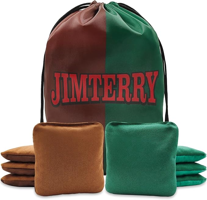 JIMTERRY Professional Cornhole Bags Set of 8 Dual Sided Corn Holes Bags Double Sided Regulation Slick and Stick Corn Hole Bean Bags for Pro Corn Hole Game