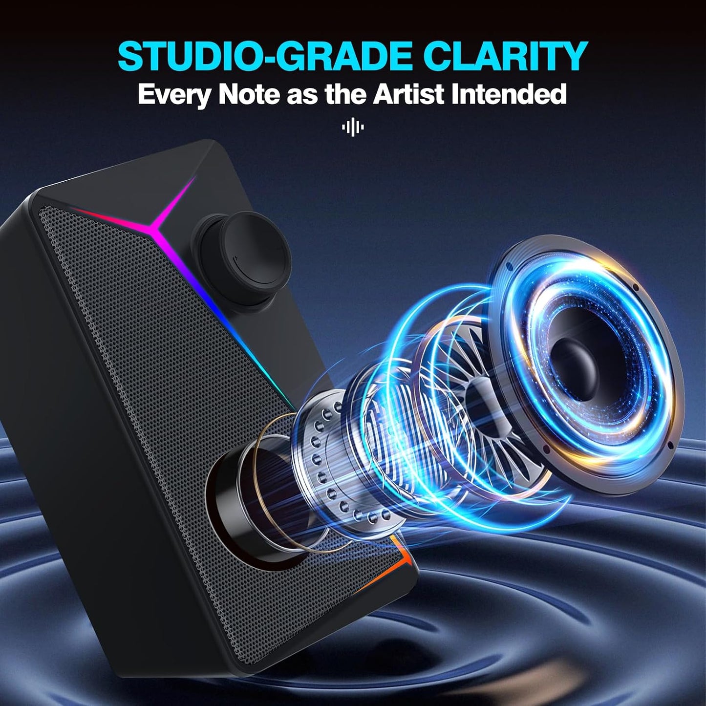 AYJBKL 3.5mm Computer Speakers for Desktop PC, USB-Powered Gaming Speakers for Laptop Multi Colorful LED Backlight