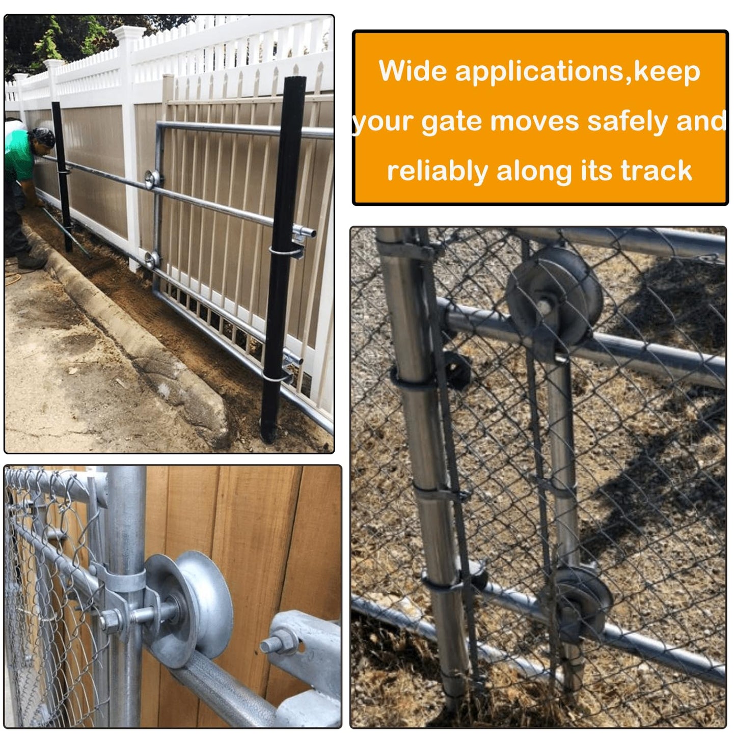 Sliding Gate Rollers 5" Steel Pipe Track Roller Galvanized for 1 5/8" Pipe Track (Pack of 2)