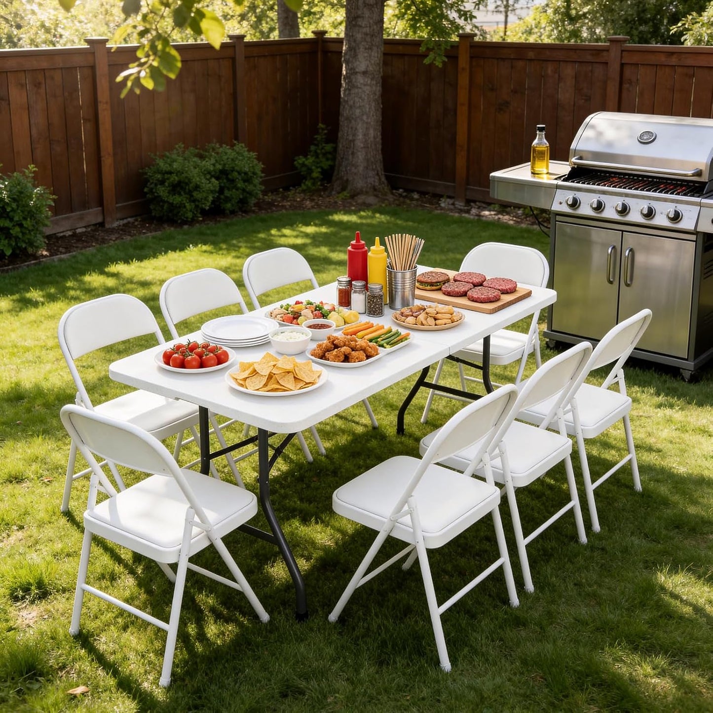 Skiennix Folding Table - 6 FT Heavy Duty Portable Plastic Table with Carrying Handle | 2 Pack for Indoor & Outdoor Events