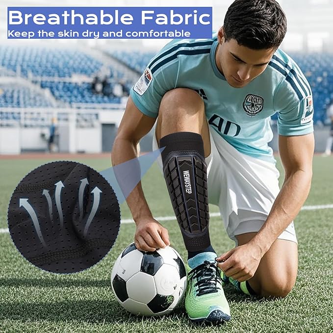 Shin Guards Soccer Kids Youth, Adult Shin Guards with Honeycomb Padding，Breathable & Anti-Slip Calf Compression Sleeves