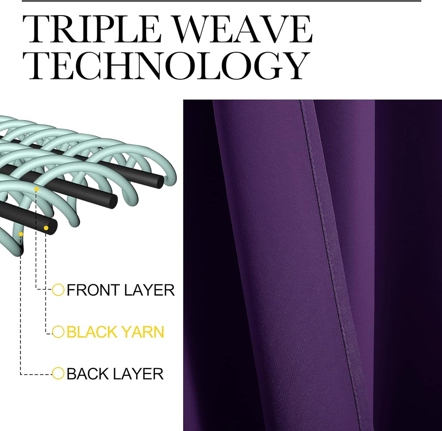 NICETOWN Purple Blackout Curtains - Noise Reducing & Thermal Insulated | 96 Inches Long, 55 Inches Wide (2 Panels)