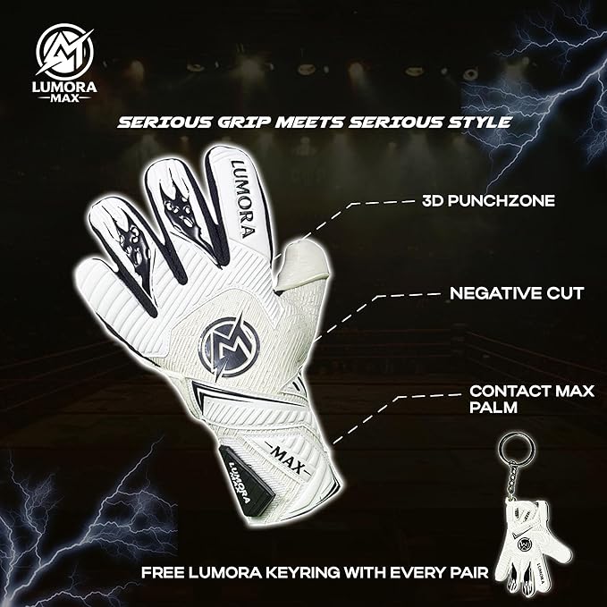 Goalkeeper Gloves-Professional Negative Cut Goalie Gloves with Contact Max Grip, 4mm Foam Padding & Airprene Backhand| No Finger Save, All-Weather Performance. Sizes (7-10)