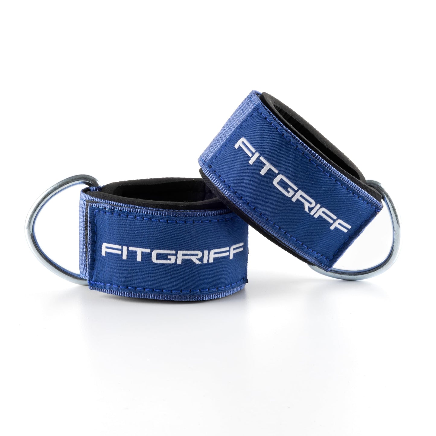 Fitgriff® Ankle Straps V2 for Cable Machine (2 Pieces) - Gym Workout Equipment - Leg Pulley Attachment, Kickback Straps (Blue)