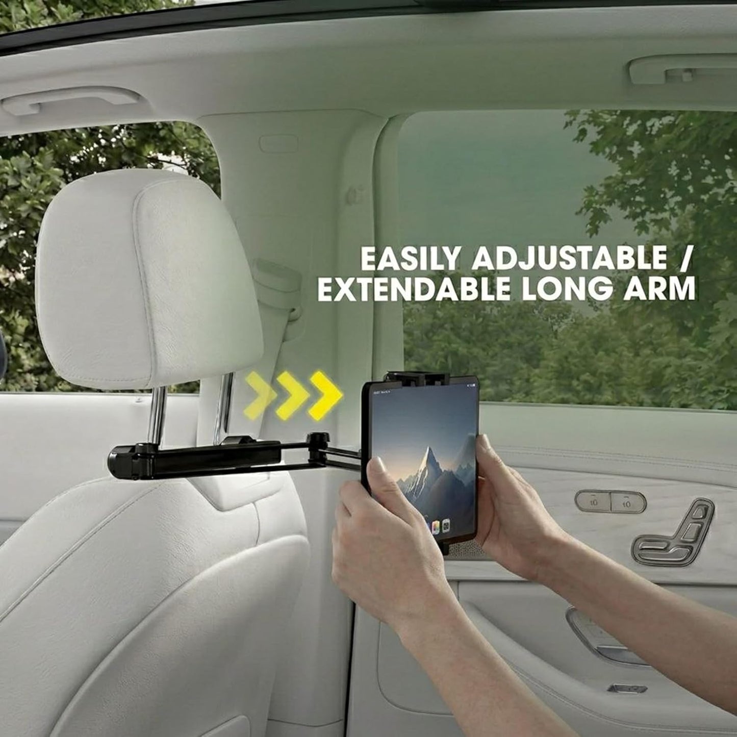 ZIRKA 360 619 Car Headrest Tablet and Phone Holder Adjustable Back Seat Mount for iPad, iPhone, Samsung Heavy Duty