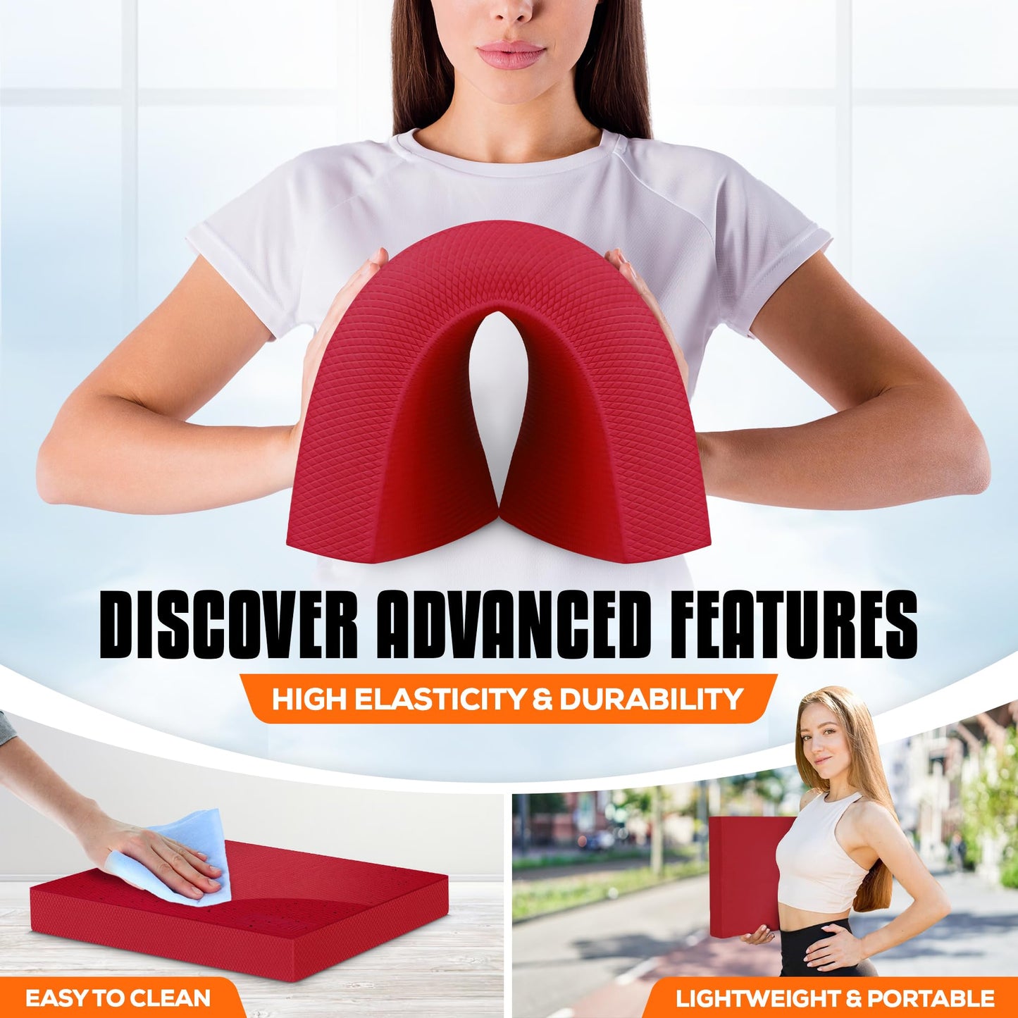 Yes4All Balance Pad, Nonslip TPE Foam Balance Pad with Upgraded Sizes - L, XL, XXL Balance Mat for Fitness, Yoga & Stability Training - Multicolor Options - L, Red