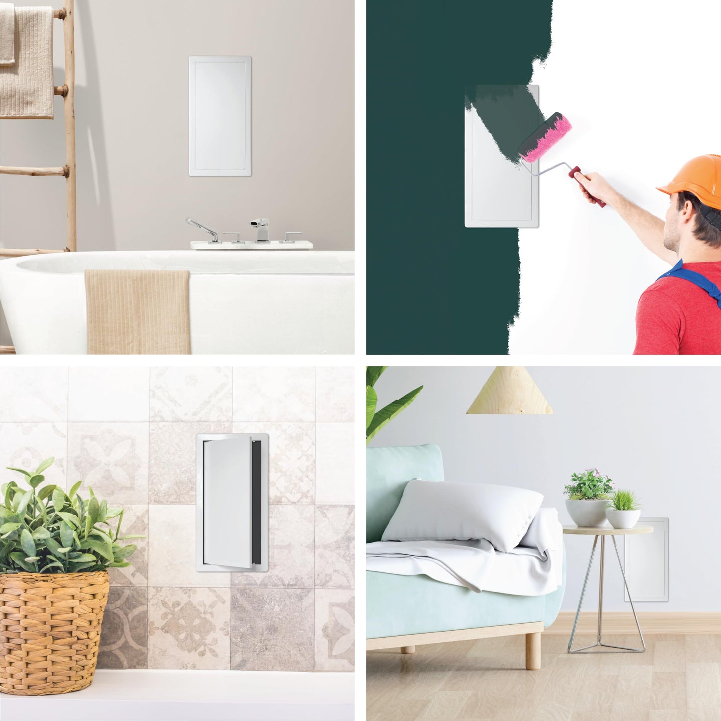 ECOPRO VENT 8" x 16" White Plastic Access Panel. Service Shaft Door Panel. Plumbing, Electricity, Heating, Alarm Wall Access Panel for Drywall. Bathroom Services Access Hole Cover.
