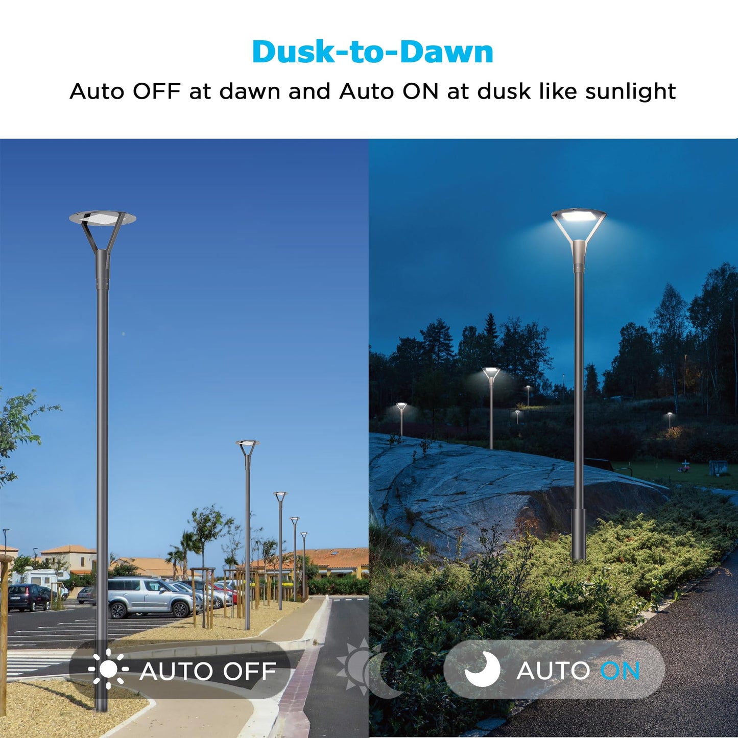 CFY LIGHTING 150W LED Post Top Light 18000Lm 4000K LED Circular Area Light AC120-277V 1-10V Dimmable Outdoor Pole Lights Fixture for Garden courtyards Squares and Pedestrian Streets