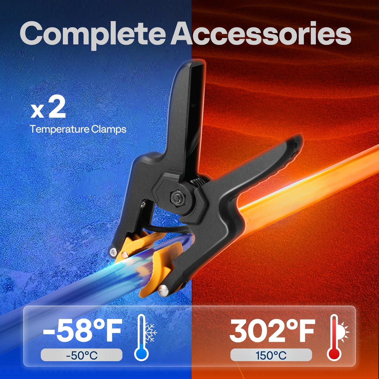 VIVOHOME Digital HVAC Manifold Gauge Set, Refrigeration AC Gauges with 2 Wired Temperature Clamp Probes and 3 Hoses, Pressure and Temp Test, for R134a R410a R32 R1234yf R454B Refrigerant Recharge Kit