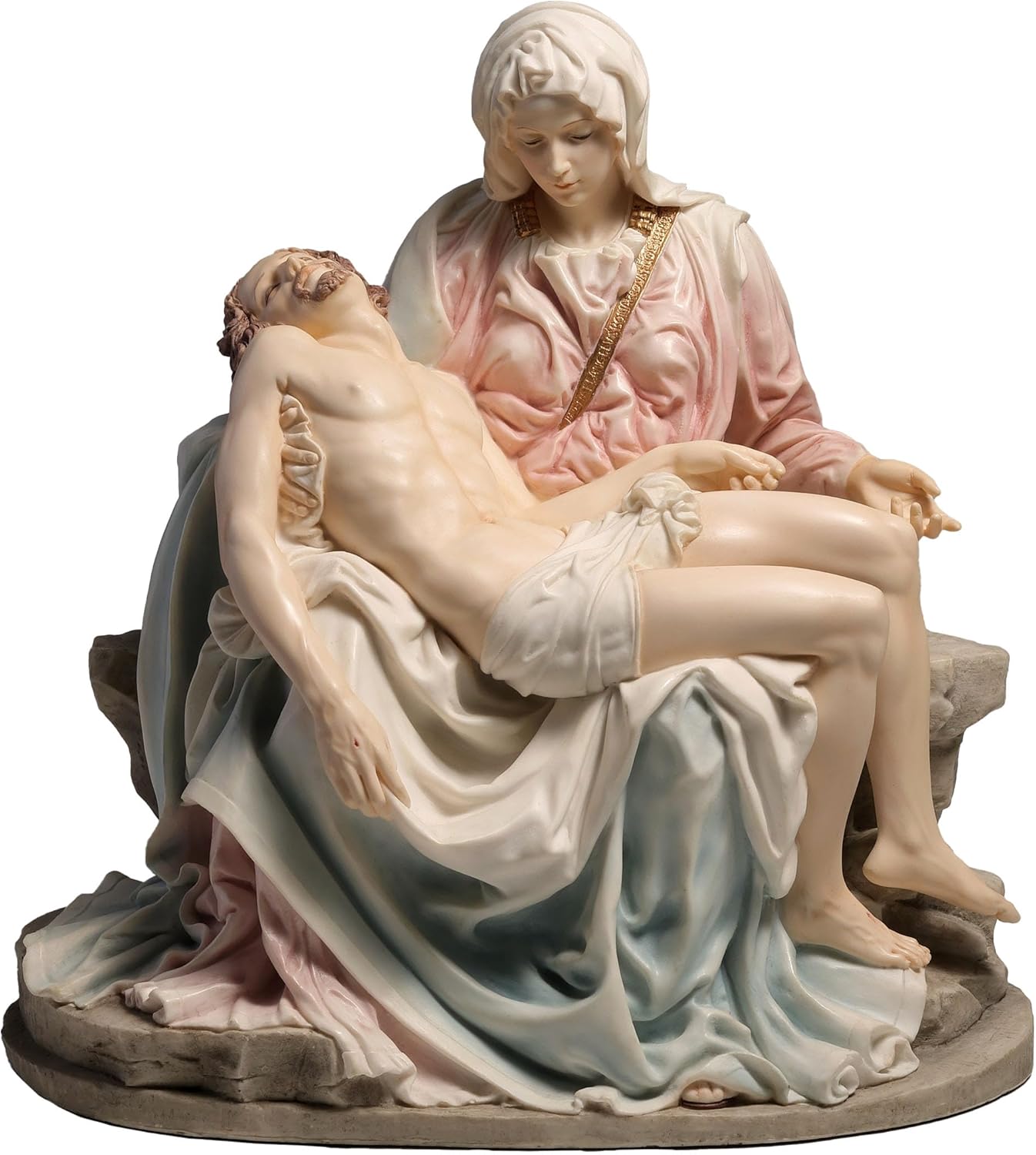 Regine Switzerland Pieta & Michelangelo Decorative Figurine - Elegant Pink & Blue Design, 10.63 Inch