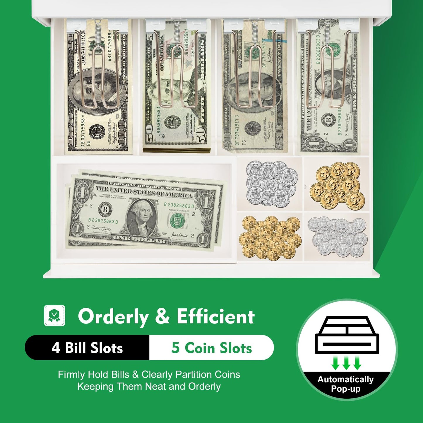 Ageanbri Cash Management System Electronic POS System Commercial Cash Register with Flat Keyboard&Thermal Printer,Multifunctional Cash Register 47 Keys LED for Retail/Restaurant (White)
