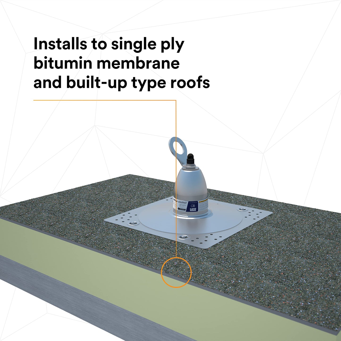 3M DBI-SALA 2100142 Roof Top Anchor for Bitumen Membrane and Built-Up Roofs with Weather Proofing Shroud, Silver