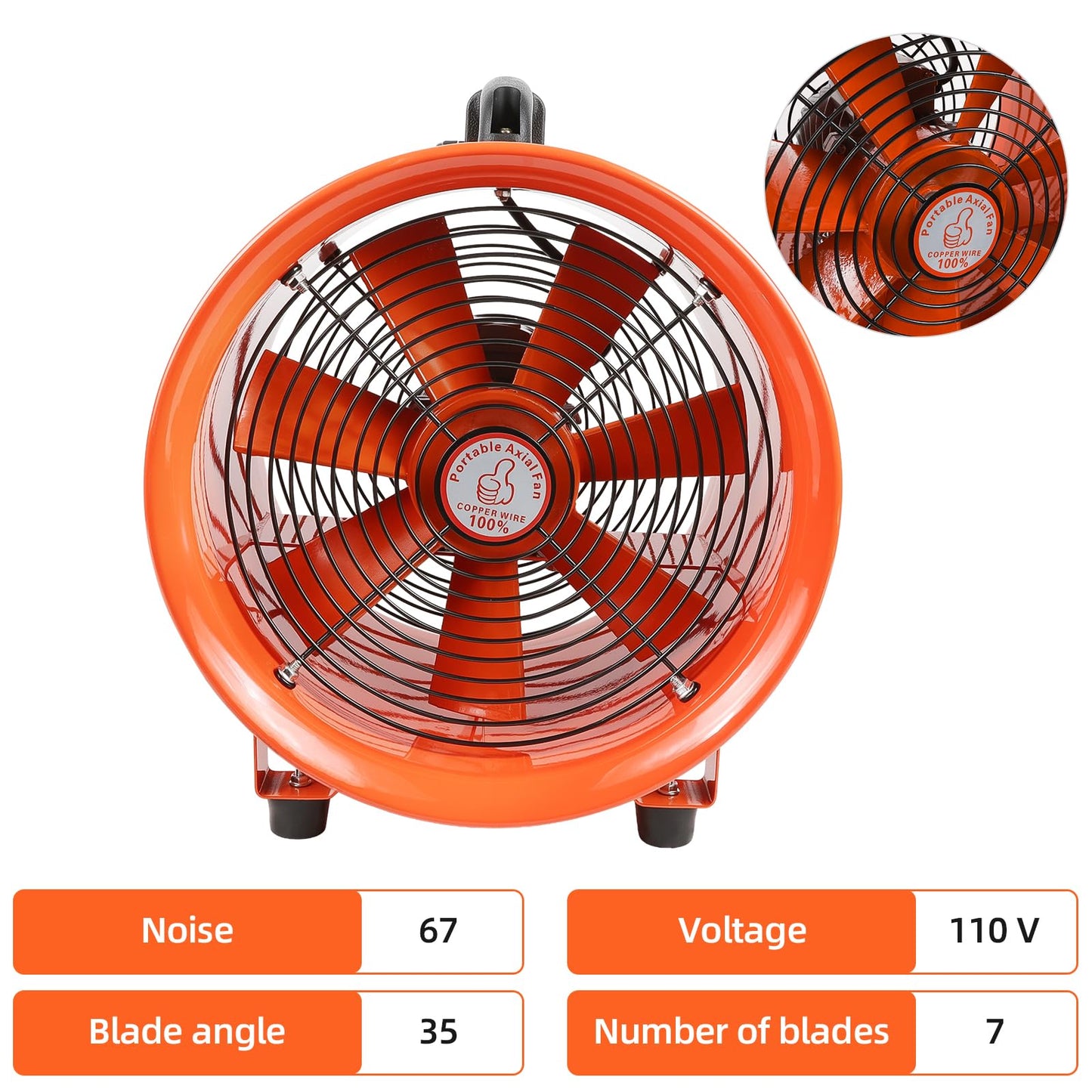 SZMiNiLED Portable Exhaust Blower Fan:12 inch Professional Industrial Exhaust Fan 3198CFM 585W Quiet Air Mover Portable Duct Ventilator for Utility Garage Commercial Basement Workshop Extractor Human
