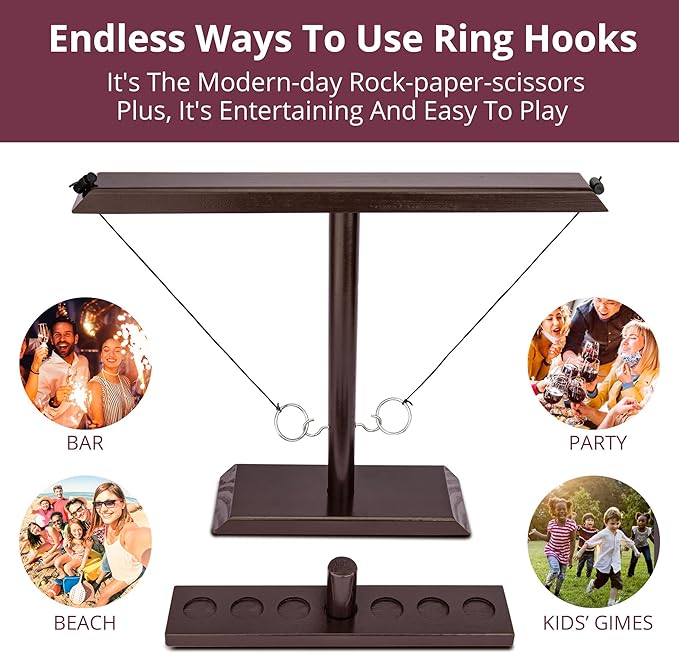 DreamToyz Ring Toss Games for Adults, Yard Games, Patio Decor, Outdoor Indoor Games, Wooden Hook and Ring Game for Bars, Home, Party, 15.7" X 13" Large Size