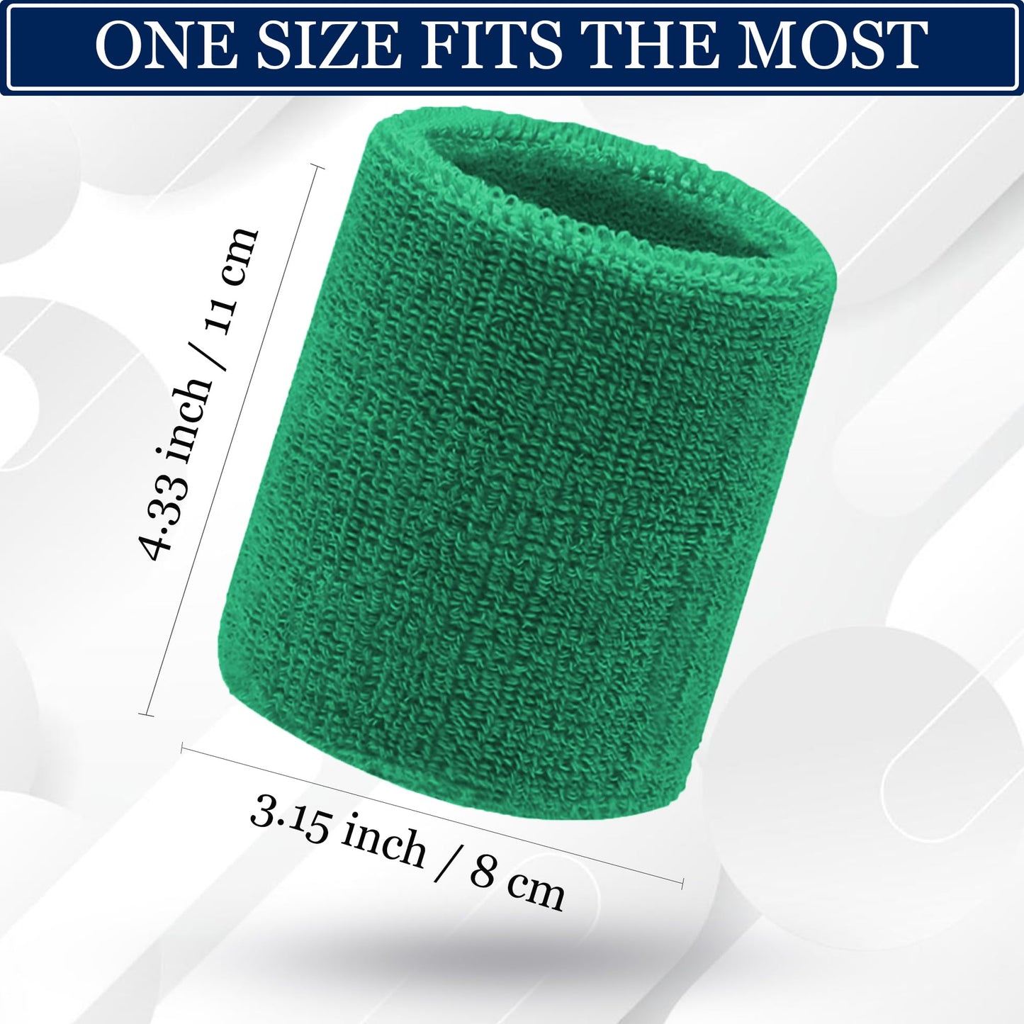 4.3 Inch Sports Wrist Sweatbands for Men Women, Absorbent Wrist Sweat Bands Tennis Wristbands Athletic Cotton Terry Cloth Sweatband for Basketball,Pickleball,Running,Gym,Work Out (6 Pack) -Dark Green