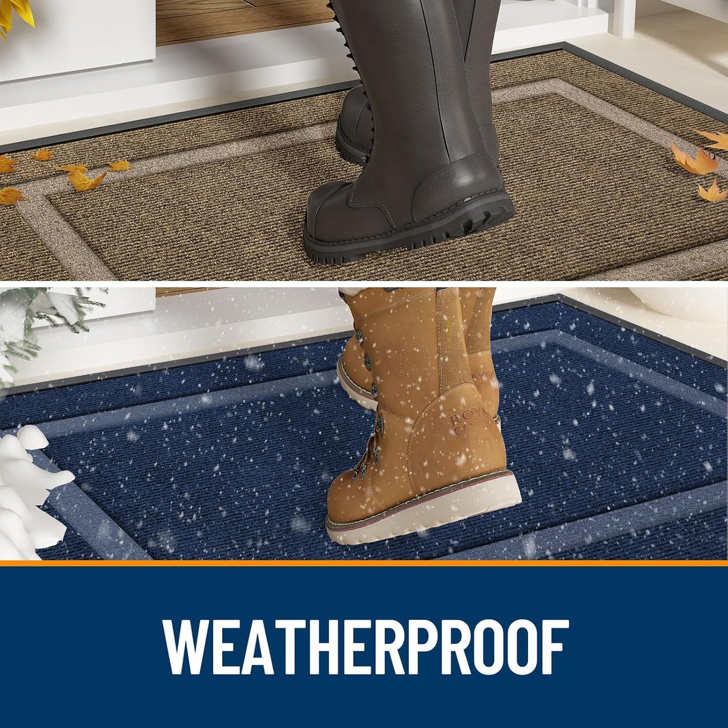 OLANLY Waterproof Front Door Mat - All-Season, Sturdy Natural Rubber, Easy Clean | 29.5x17, Dark Grey
