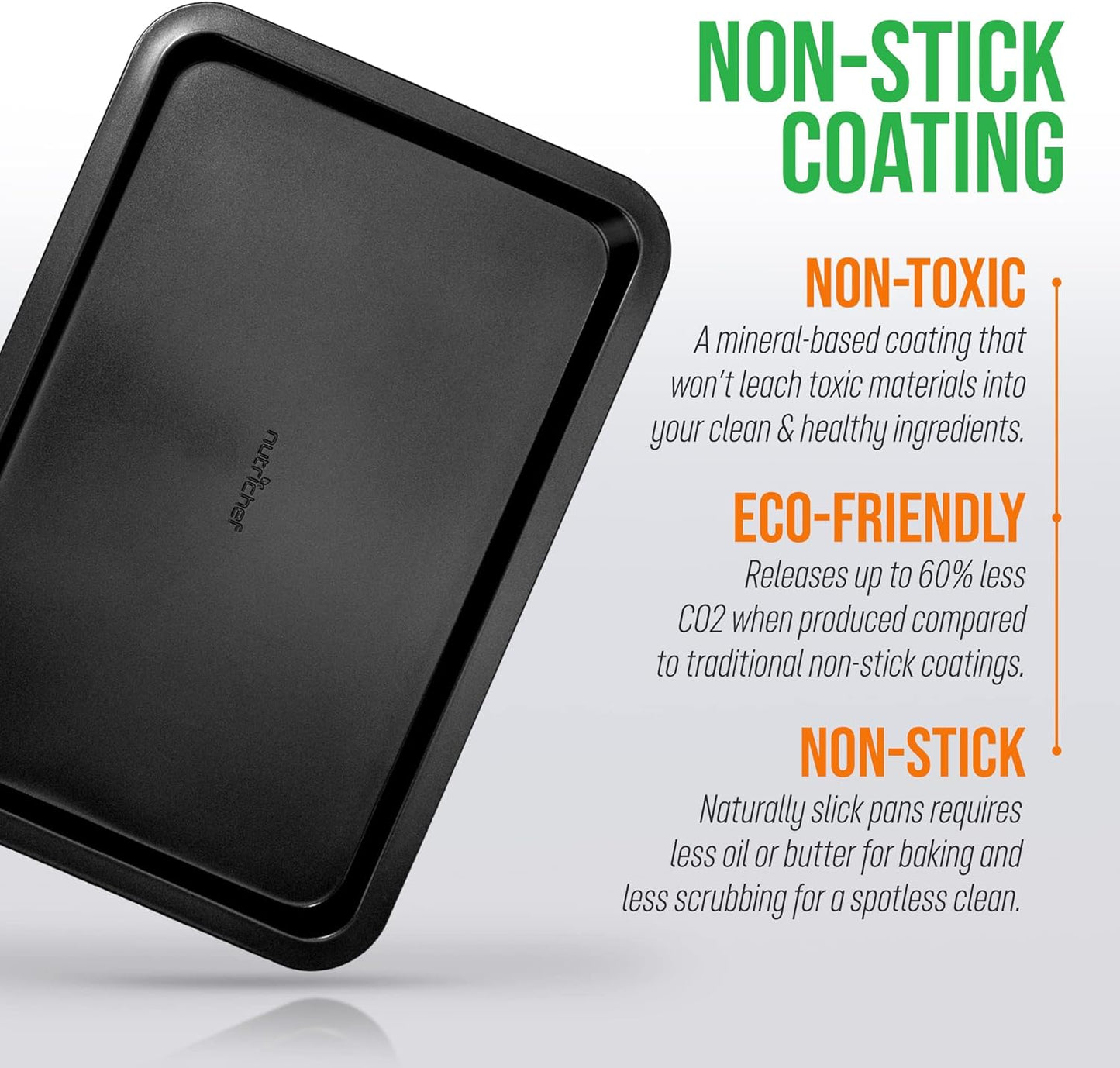 Nutrichef Large Cookie Sheet - Nonstick Gray Silicone Coating | Easy Clean & Durable 17" x 11.5" Oven Pan