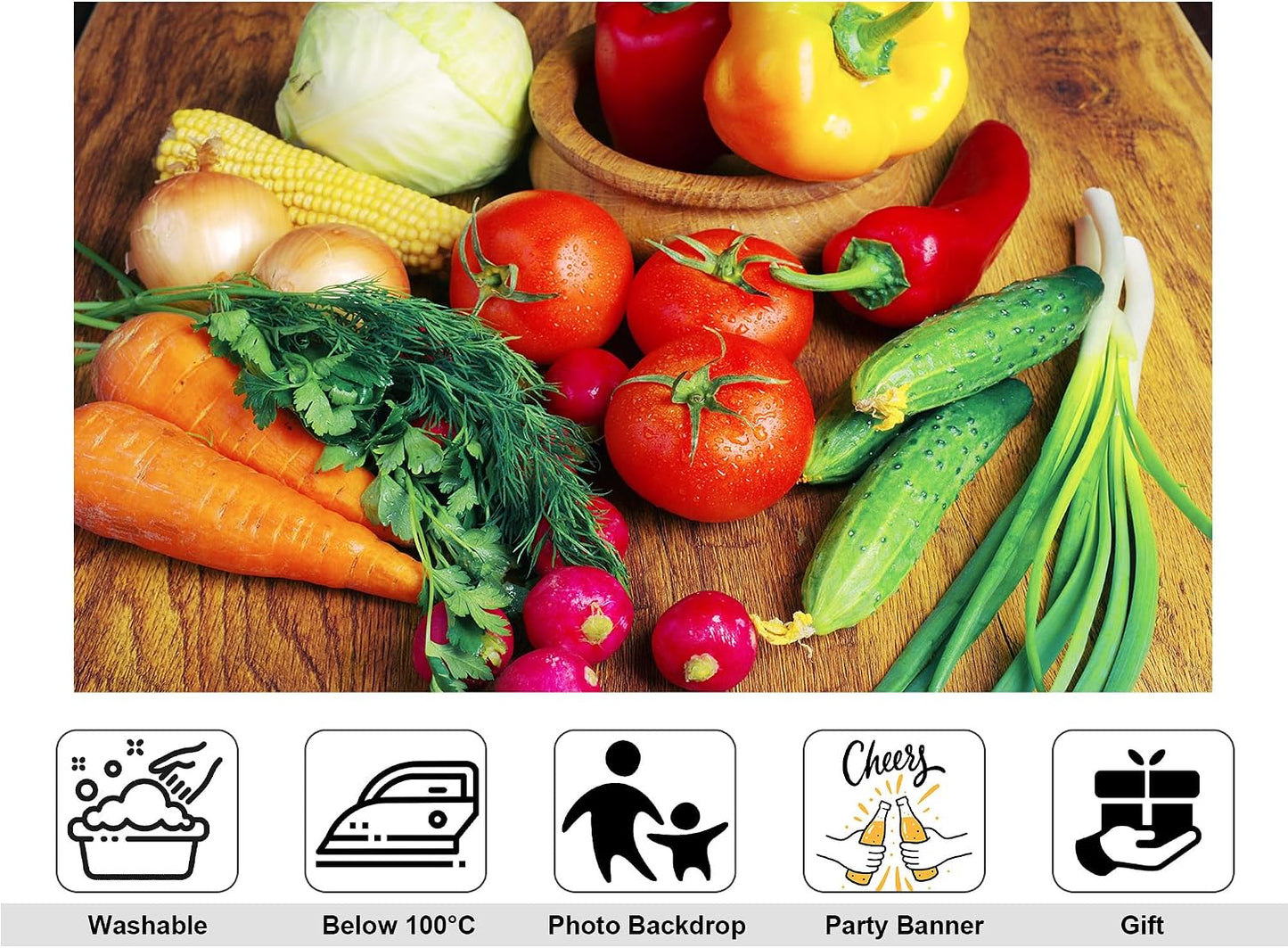KeyWork 10x7ft Fresh Vegetable Backdrop Farm Produce Photography Background for Farm Themed Wedding Bridal Shower Party