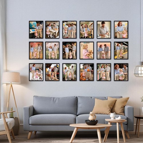 Giftgarden 8x10 Picture Frame Set of 18 - Lightweight Black Frames for Gallery Wall & Tabletop Display