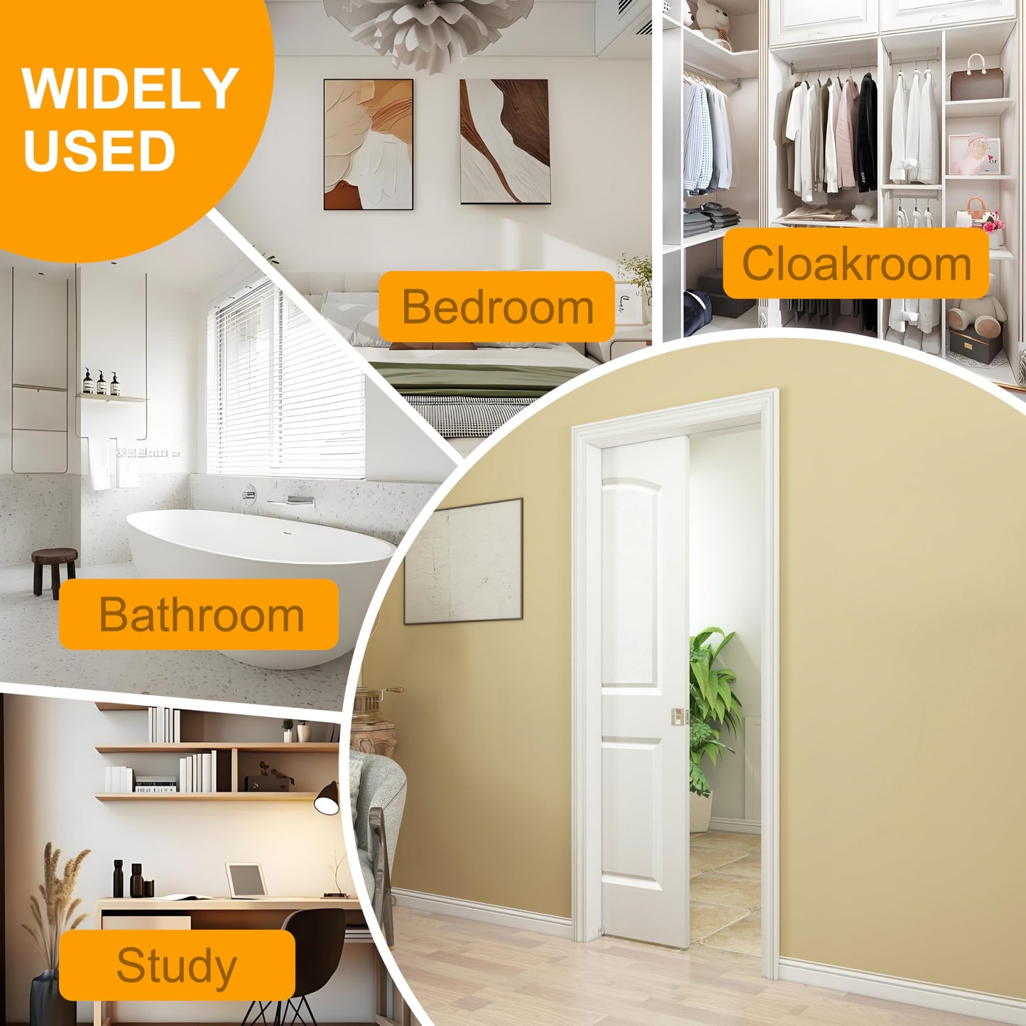 BARNSMITH 30in x 80in Sliding Pocket Door, Raised 2-Panel Arch Top Smooth White Primed Door Slab wtih Track Hardware and Frame Kits & Privacy Latch, Soft Close Mechanism, Durable and Smooth-Sliding