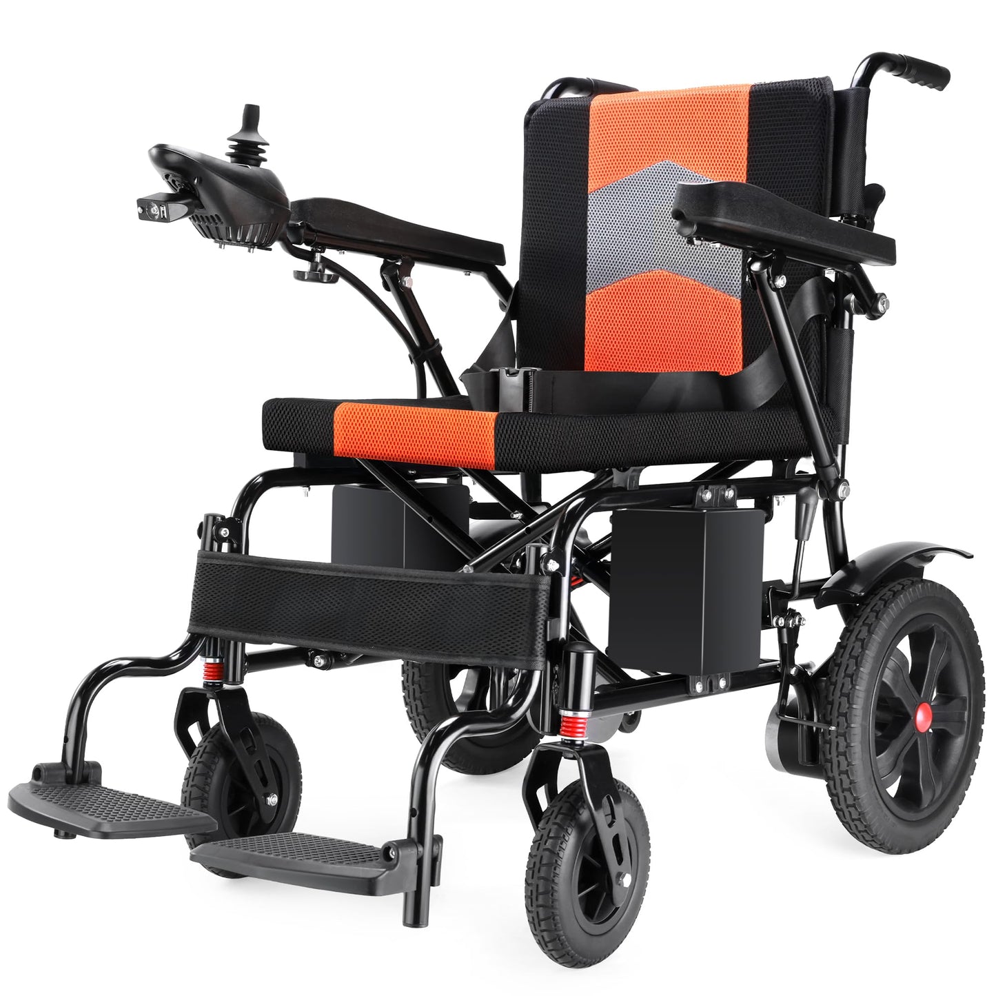 Goldseason 19-Inch Wide Seat Foldable Power Wheelchair for Adults & Seniors, 330 lb Capacity Lightweight Electric Wheelchair, Motorized All-Terrain Wheelchair for Indoor, Outdoor & Travel (Orange)