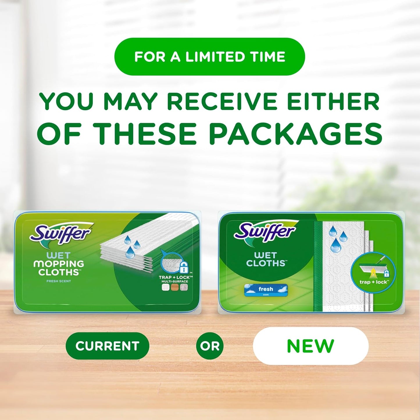 Swiffer Sweeper Wet Mopping Cloths - Open Window Fresh Scent, 24-Count Refills | Pack of 6