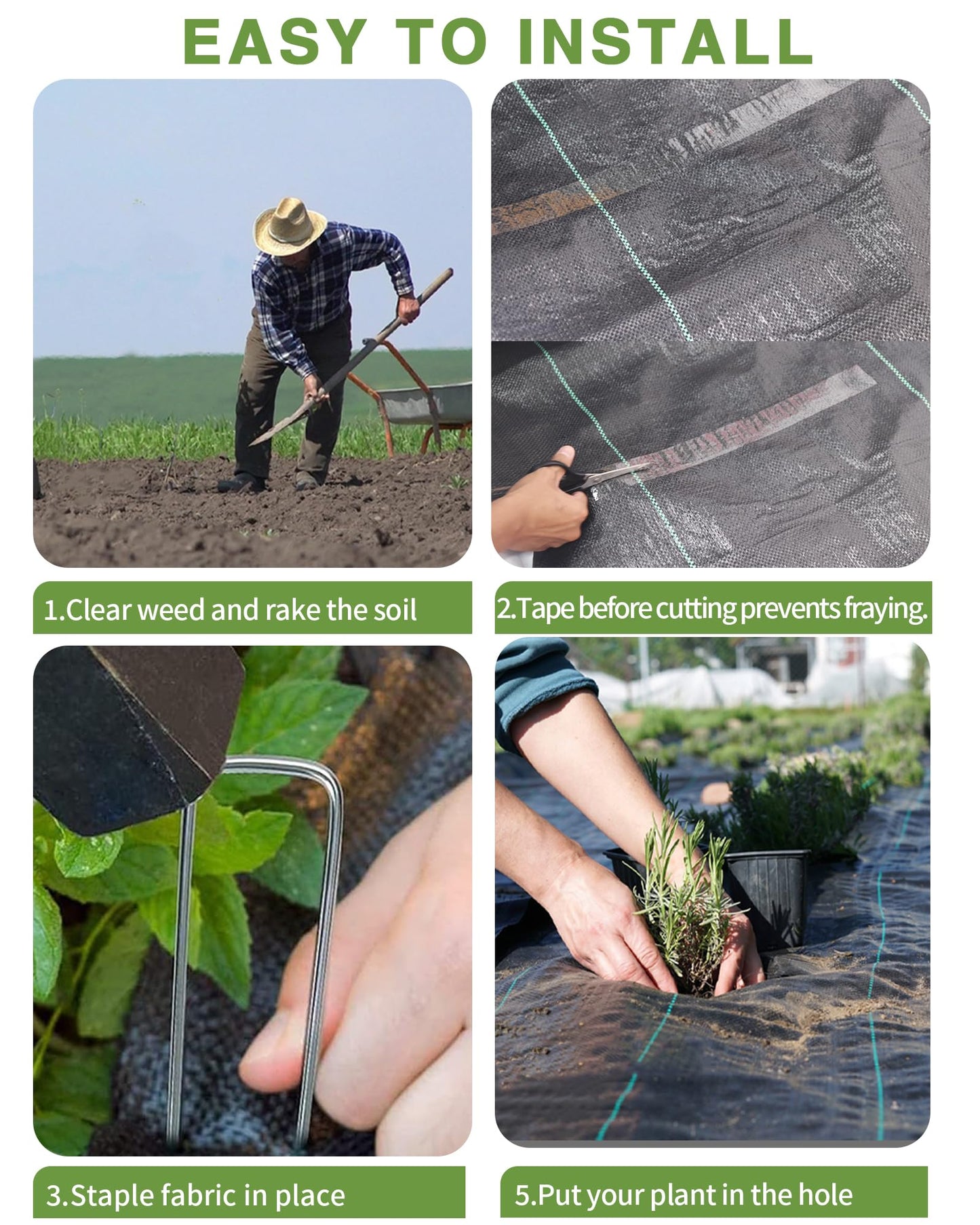Pterying 6.5ftx300ft Weed Barrier Landscape Fabric Heavy Duty, Premium 3oz Garden Geotextile Fabric, Outdoor Weed Blocker Fabric, for Driveway Mats, Erosion Control, Ground Cover Weed Barrier
