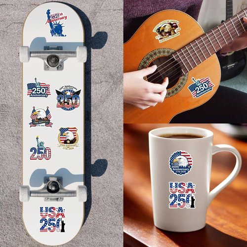 250 Anniversary USA Stickers - Waterproof Vinyl Decals for Laptops, Water Bottles, Phones & More