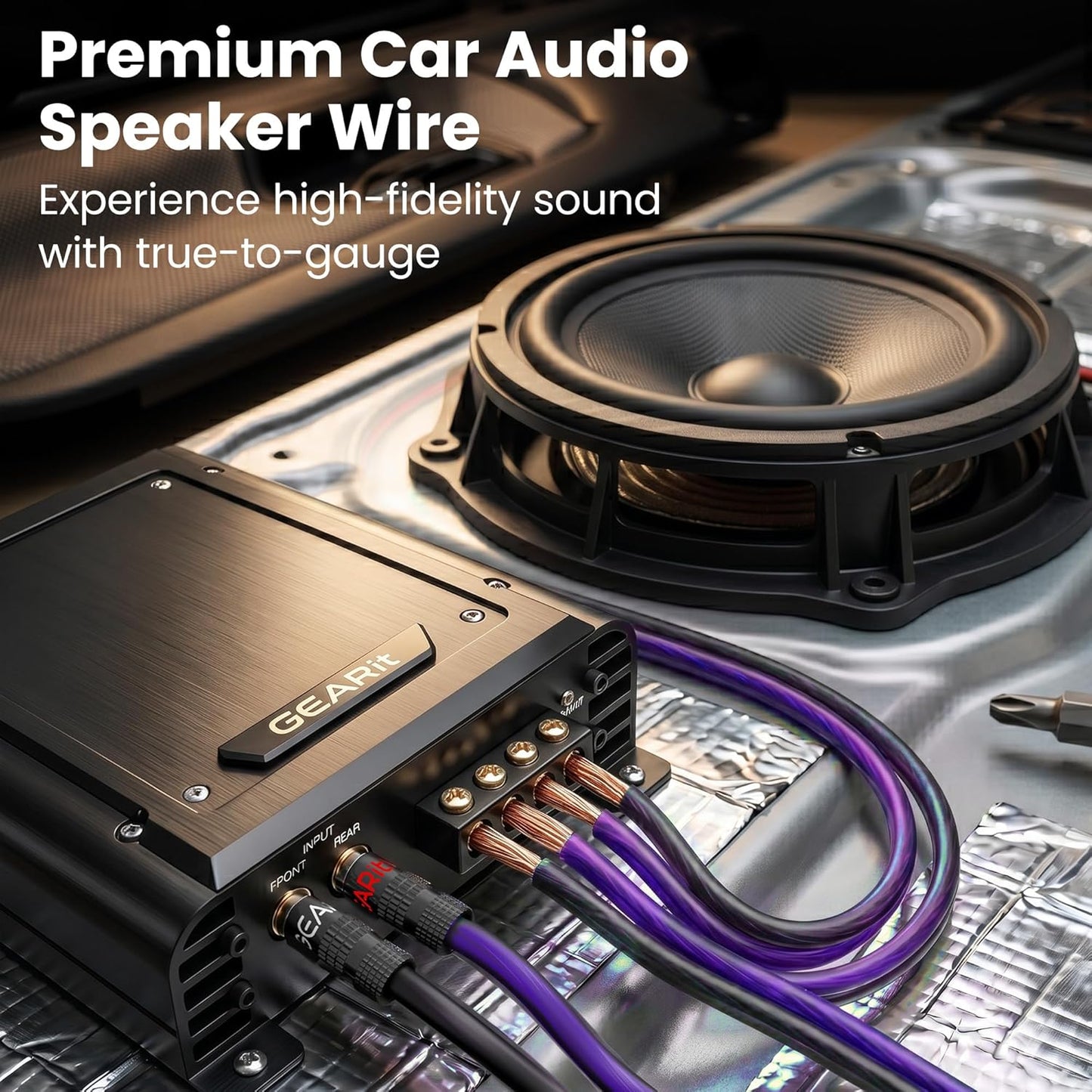 16 100 ft,16 GEARit Gauge Speaker Wire Gauge Wire with Foot Markers & Polarity Markings,Flexible Speaker Cable for Car
