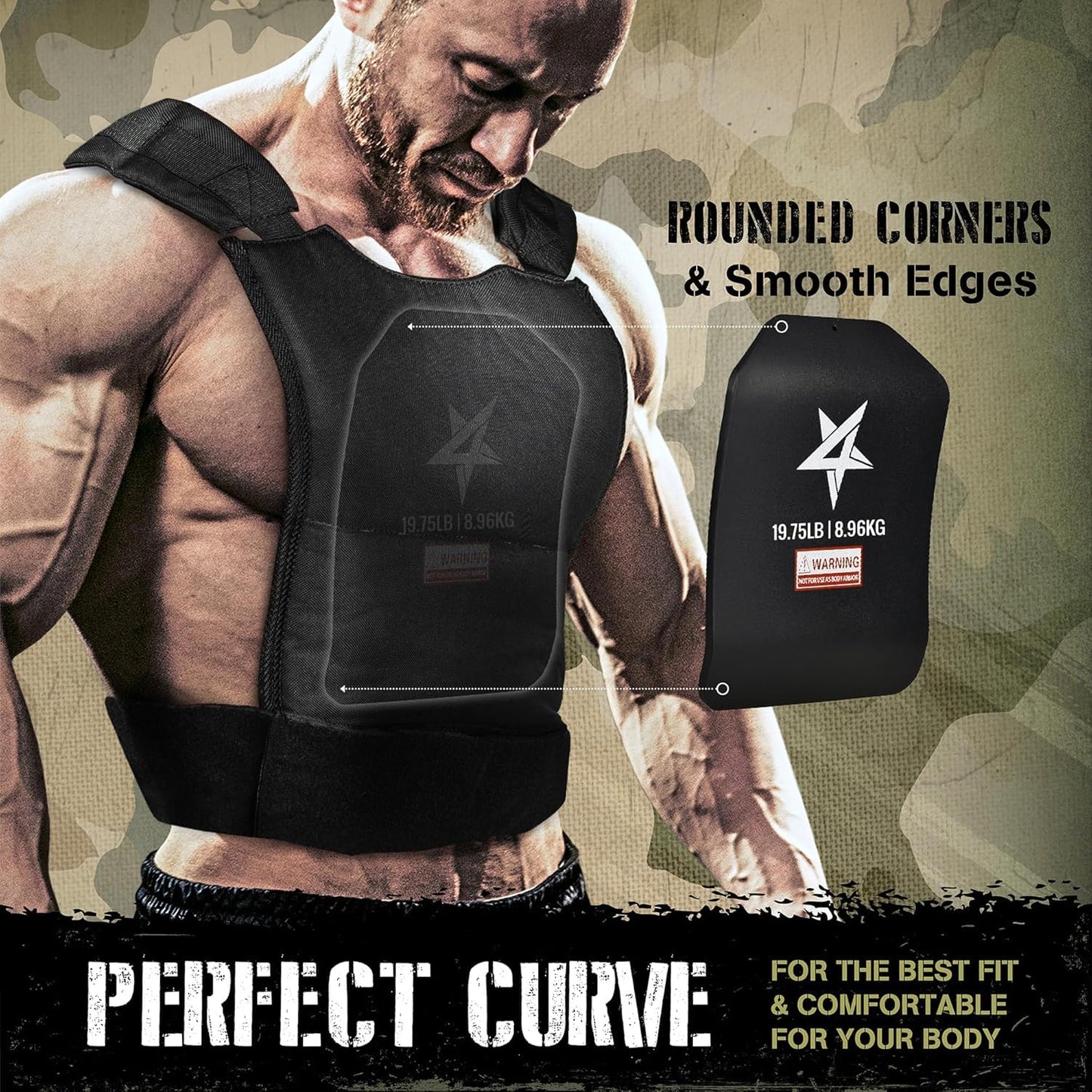 Yes4All Weighted Vest Plate with Curved Ergonomic Plates for Running, Rucking, & Strength Training, Comfortable Fit, Tactical Vest, Plate Pair or Combo, 5.75 to 19.75LB - 19.75 lb Pair (Plate Only)