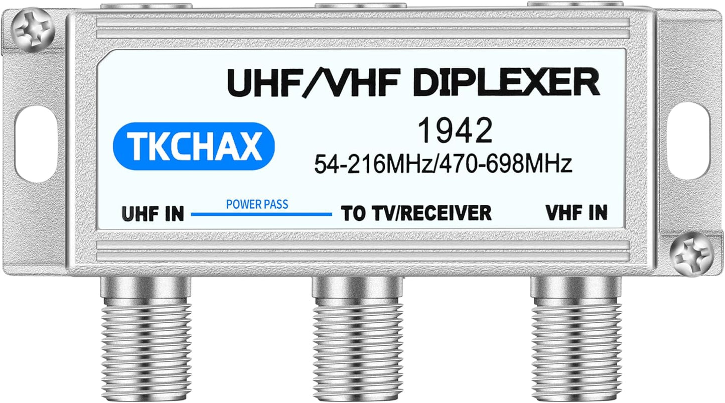 TKCHAX 2 1 UHF/VHF TV Antenna Combiner & Diplexer: Eliminate Rotators, Merge Antennas into Coax Output - Weatherproof